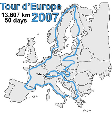 Map of Tour d'Europe 2007