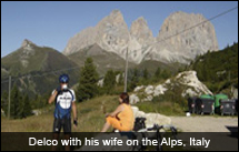 Delco and his wife on the Alps, Switzerland