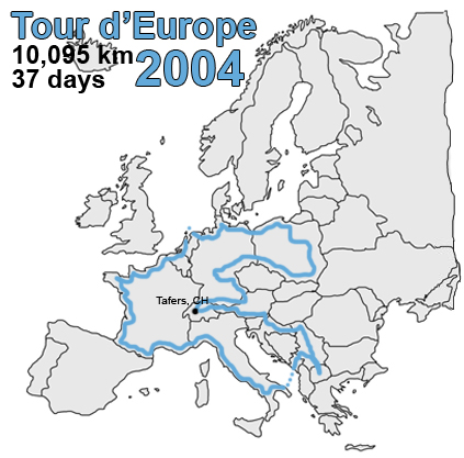 Map of the Tour d'Europe 2004 marathon